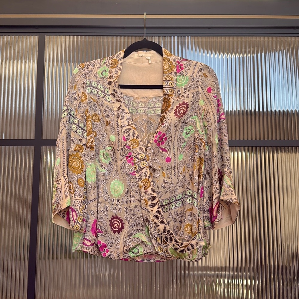 Anthropologie Floreat Velvet Burnout Blouse